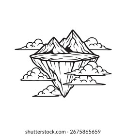 A whimsical vector illustration of a floating island with clouds, perfect for fantasy and abstract designs EPS | Art  Illustration