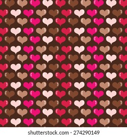 A whimsical vector illustration of hearts seamless pattern background.