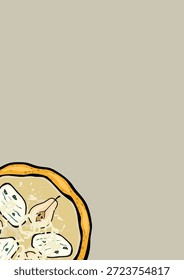 Ilustração de vetor extravagante de uma pizza com pera e queijo derretido