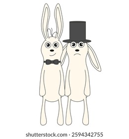 Whimsical vector Rabbit isolated white background. Cute funny Rabbit template design. Perfect vector for children t-shirt print fabric decor. EPS 10