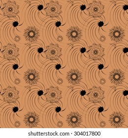 Whimsical vector seamless pattern with stylized thorns and swirl shapes. Autumn mood. Eps10 file