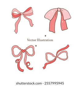 Whimsical Vintage Valentine's Ribbon. Vector Illustration