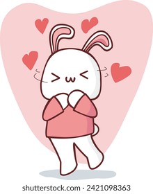 a whimsical visual representation that humorously depicts a rabbit experiencing the delightful and amusing emotions associated with falling in love