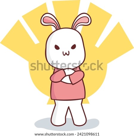 a whimsical visual representation that humorously depicts a rabbit displaying courage or bravery