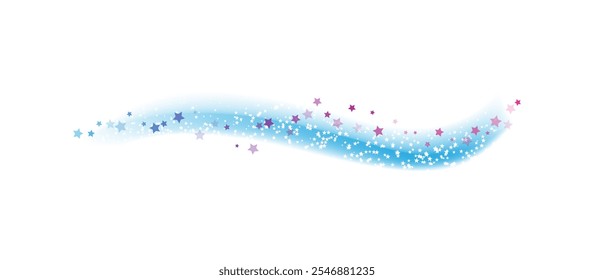 Whimsical wave of blue and purple stars on a white background, perfect for festive, celebratory, or dreamy designs