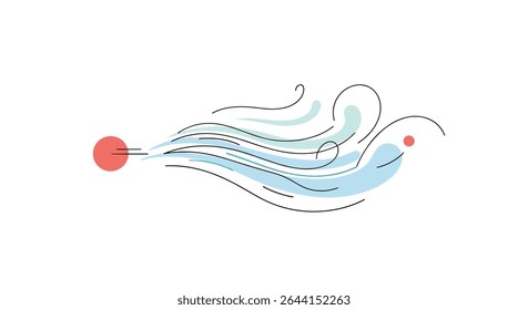 Whimsical Weather Wind Illustration With the Sun Giving Rise to Air Movement
