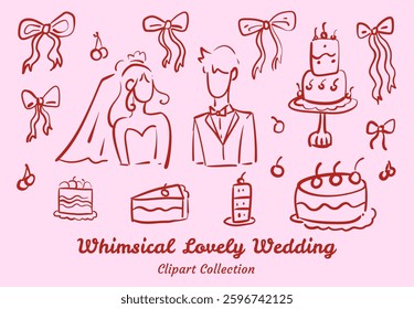 Whimsical Wedding Clipart Bundle Playful and Romantic Look For Unique and Fun Celebrations