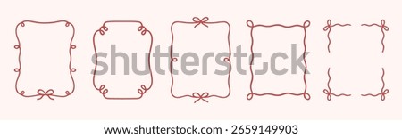 Whimsical wedding frame doodle set. Coquette boarders with bows and ribbons in sketch style. Hand drawn Vintage vector illustration for Valentine’s Day Stock photo © 