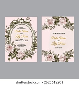Whimsical wedding invitation with light florals and airy script fonts.

