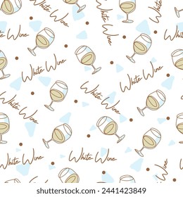 Whimsical White Wine Tasting Party Vibes Pattern can be use for background and apparel design