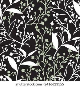 Whimsical Wildflower Foliage Vector Seamless Pattern can be use for background and apparel design