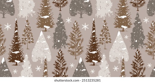 Whimsical Winter and Christmas Seamless Pattern