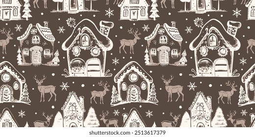 Whimsical Winter and Christmas Seamless Pattern