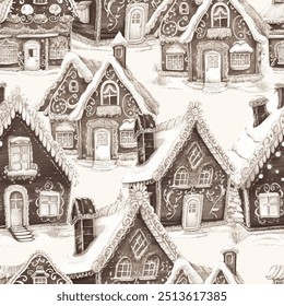Whimsical Winter and Christmas Seamless Pattern