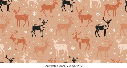 Whimsical Winter and Christmas Seamless Pattern