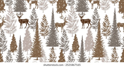 Whimsical Winter and Christmas Seamless Pattern