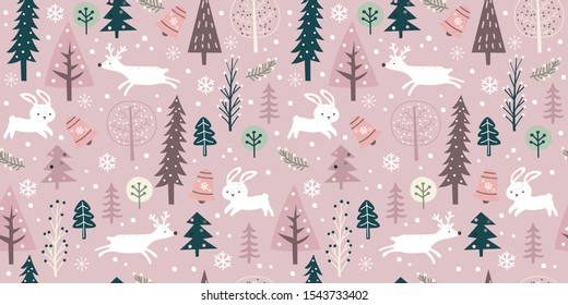 whimsical winter pattern for decoration, wallpaper, and many more