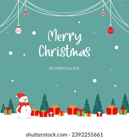 Whimsical Winter Wonders Cute Flat Minimalism Christmas And New Year Delight Greeting Vector Illustration Poster Design
