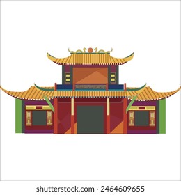 Whimsical Wonders: Cartoon Vector Depiction of Ancient Chinese Architecture