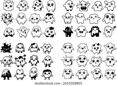 Whimsical World of Doodle Monsters A Playful Collection of Hand Drawn Creatures and Characters for Creative Designs