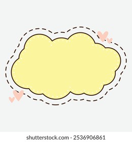 A whimsical yellow cloud shape with hearts, ideal for notes or decorative purposes.