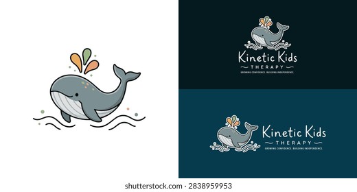 A whimsical yet professional logo featuring a friendly whale mascot. The hand-drawn lines and clean, minimalist styling reflect the playful, child-centred nature of paediatric occupational therapy.