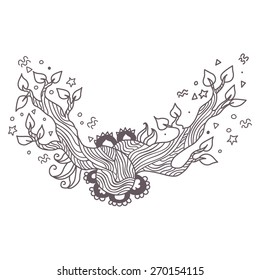 Whimsy and bizarre hand drawn doodle vector illustration for beautiful eccentric designs. 