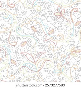 Whimsy bunny heads and flowers vector seamless pattern isolated on white. Do not worry be happy phrase. Groovy spring background. Childish rabbit and flowers design for Easter wrapping and cards.