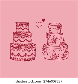 Whimsy Coquet Wedding or Romantic Cake 