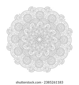 Whimsy in Waves rotate coloring book mandala page for kdp book interior, Ability to Relax, Brain Experiences, Harmonious Haven, Peaceful Portraits, Blossoming Beauty mandala design.