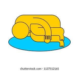 Whiner icon. Sad Man Crying pool of tears. Whiny sign. Moaner symbol. downer sigh-face Vector illustration