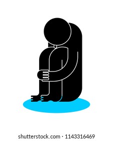 Whiner icon. Sad Man Crying pool of tears. Whiny sign. Moaner symbol. downer sigh-face Vector illustration