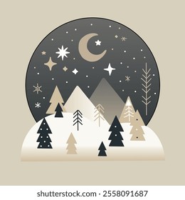 Whinter landscape, illustration, vector, christmas.