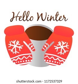 Whinter red gloves on white background vector illustration flat desing