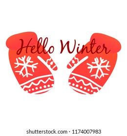 Whinter red gloves on white background vector illustration flat desing