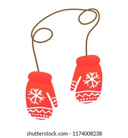 Whinter red gloves on white background vector illustration flat desing