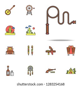 whip colored icon. Wild West icons universal set for web and mobile