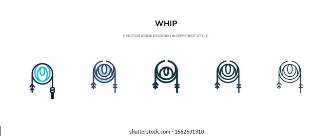 whip icon in different style vector illustration. two colored and black whip vector icons designed in filled, outline, line and stroke style can be used for web, mobile, ui