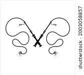 Whip Icon, Riding Whip Icon Vector Art Illustration