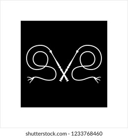 Whip Icon, Riding Whip Icon Vector Art Illustration