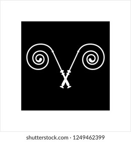 Whip Icon, Riding Whip Icon Vector Art Illustration