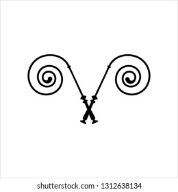 Whip Icon, Riding Whip Icon Vector Art Illustration