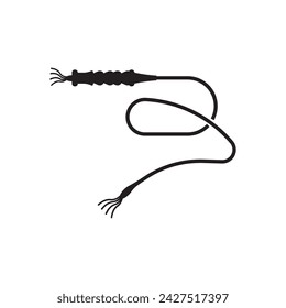 Whip Icon, Riding Whip Icon Vector Art Illustration