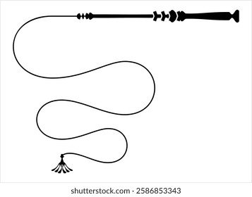 Whip Icon, Riding Whip Icon Vector Art Illustration