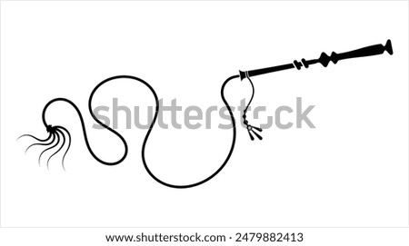 Whip Icon, Riding Whip Icon Vector Art Illustration