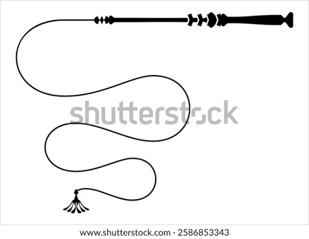 Whip Icon, Riding Whip Icon Vector Art Illustration