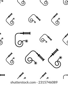 Whip Icon Seamless Pattern, Leather Traditional Tool Used To Strike Animals, People To Control, Punish Vector Art Illustration