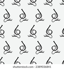 Whip icon seamless pattern. Leather Traditional Tool Used To Strike Animals, People To Control, Riding Whip Icon Vector Art Illustration. 
