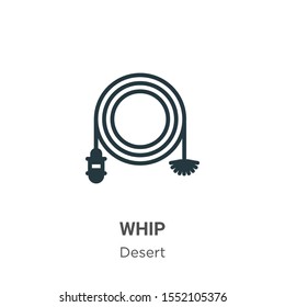 Whip vector icon on white background. Flat vector whip icon symbol sign from modern desert collection for mobile concept and web apps design.