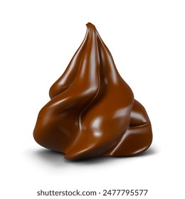 Whipped chocolate cream in realistic style. Vector isolated cocoa dollop